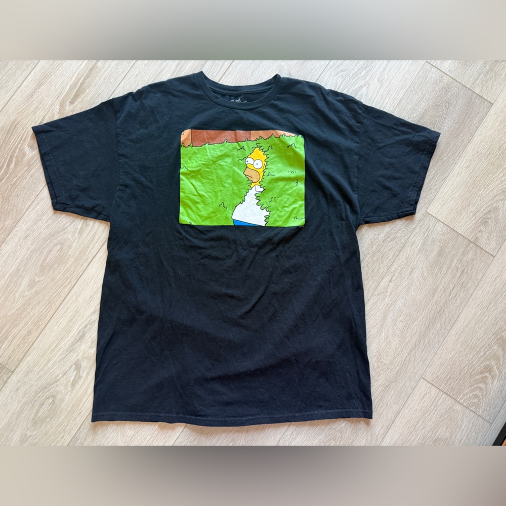 Licensed The Simpsons Homer Simpson Bush Meme T-Shirt Black Size XL Graphic Tee